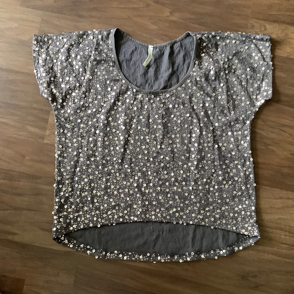 d’closet fully sequined short sleeves blouse - Picture 1 of 7